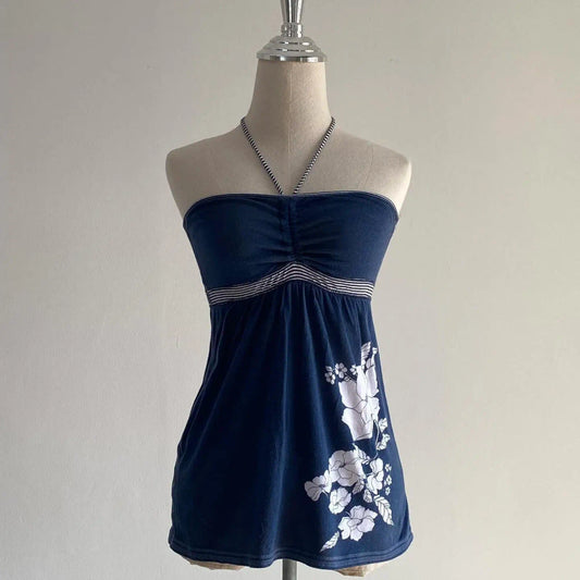 Floral Lace-Up Tube Top